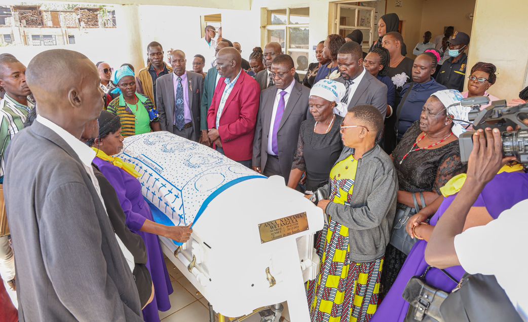 Speaker Moses Wetangula with his brother and other family members during the burial ceremony of their mother on January 2, 2025.