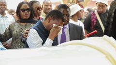 Speaker Moses Wetangula with his brother and other family members during the burial ceremony of their mother on January 2, 2025.