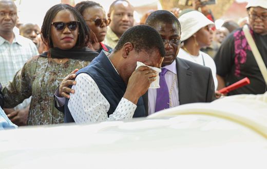 Speaker Moses Wetangula with his brother and other family members during the burial ceremony of their mother on January 2, 2025.