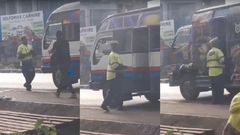File image of screengrabs from a video of a traffic police officer collecting bribes from motorists in Umoja. The officer was eventually suspended (Courtesy)
