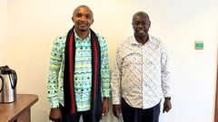 Former Deputy President Rigathi Gachagua posing with Inject Party Leader Morara Kebaso a