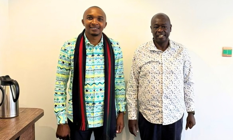 Former Deputy President Rigathi Gachagua posing with Inject Party Leader Morara Kebaso a
