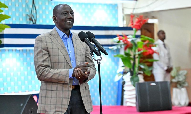 President William Ruto addressing the congregation during a church service at Jesus Winner Ministry, Roysambu, Nairobi county on Sunday, March 2, 2025