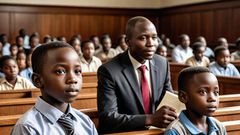 An AI-generated image of a child custody case in court