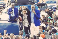 Billy Munyiri Mwangi with Manyatta MP Gitonga Mukunji and Rigathi Gachagua during a rally on June 1, 2025