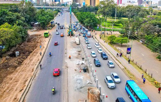 The viaduct being constructed along Kenyatta Avenue