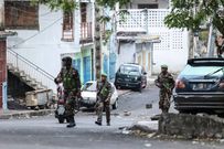 Comoros soldiers patrol the streets after opposition supporters staged a protest in Moroni on January 17, 2024.