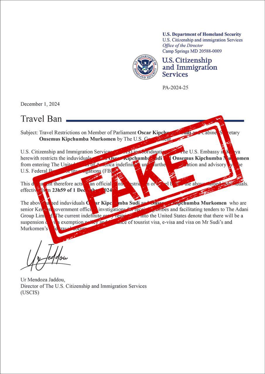 Truth about reports of CS Murkomen, Oscar Sudi allged U.S. travel ban