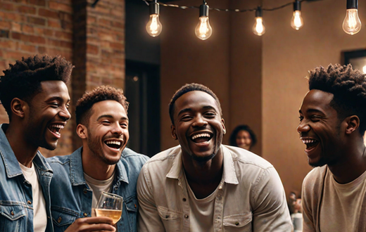 An AI-generated image of men hanging out
