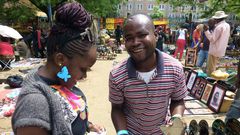A trader selling in a market