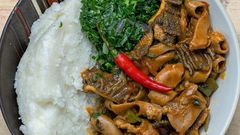 A plate of ugali and matumbo