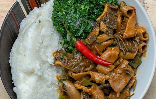 A plate of ugali and matumbo