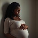 An AI generated image depicting a pregnant woman