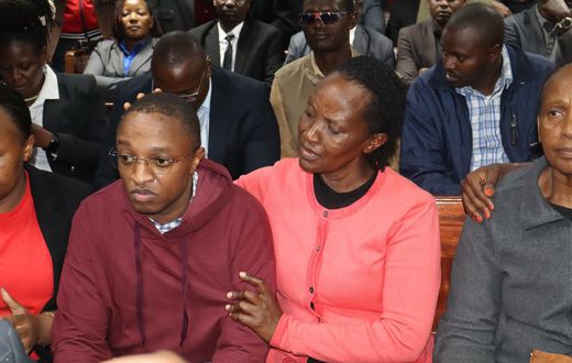 Ndiangui Kinyagia with his mother at the Milimani law Courts, on July 3, 2025.