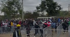 Football fans storming into Kasarani Stadium after hours of waiting in queues ahead of the much-anticipated African Nations Championship (CHAN 2024) match between Kenya and DR Congo. Kenya won 1-0