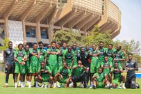 Harambee Stars players at Kasarani Stadium
