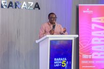 Maurice Otieno, Executive Director of Baraza Media Lab, gives a speech