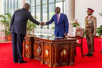 Anthony Louis Kon, the Ambassador of South Sudan to Kenya presents his credentials to President William Ruto at State House, Nairobi.