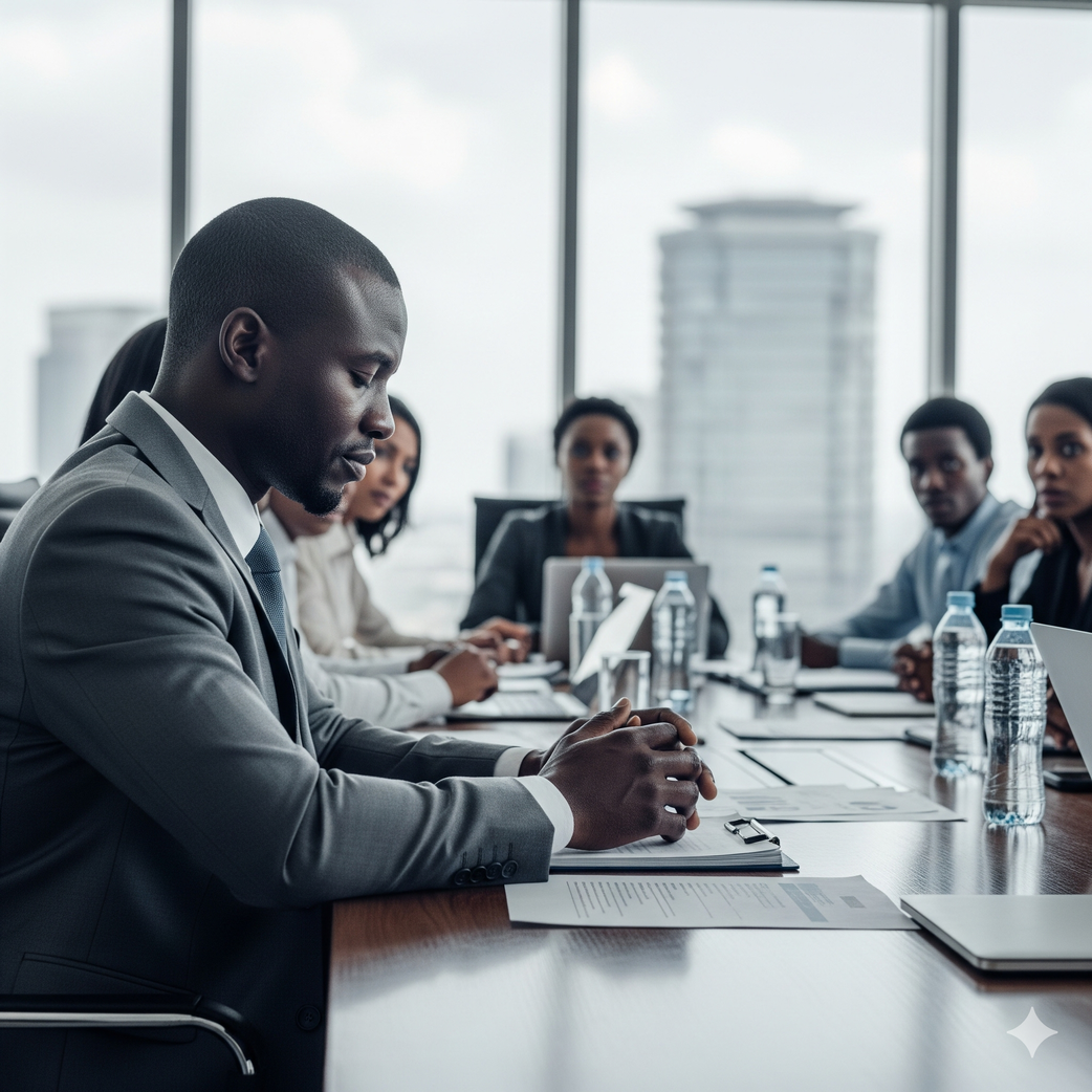 An AI-generated image of colleagues in a meeting