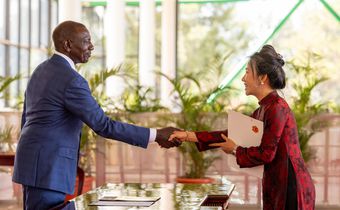 Vietnam Ambassador to Kenya Vu Thanh presents her credentials to President William Ruto at State House, Nairobi