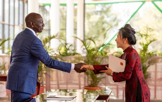 Vietnam Ambassador to Kenya Vu Thanh presents her credentials to President William Ruto at State House, Nairobi