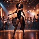 An AI-generated image of an extremely beautiful lady talking dancing