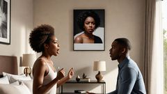 An AI-generated image of a woman caught cheating by her husband (Source - hotpot.ai)