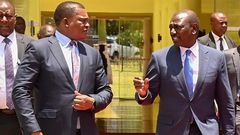 President William Ruto with former Public Service CS Justin Muturi