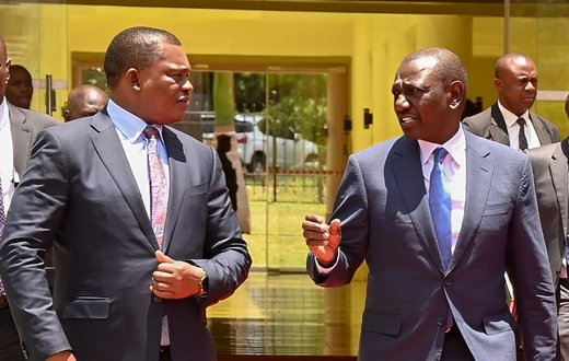 President William Ruto with former Public Service CS Justin Muturi
