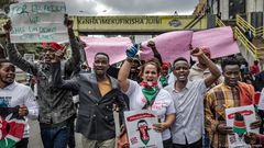 Protestors taking part in a demonstration in Nairobi
