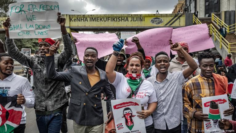 Protestors taking part in a demonstration in Nairobi