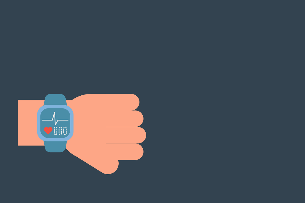 An illustration of a smartwatch tracking heart rate