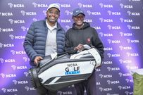 John Kariuki, Overall Gross Men’s Winner of the NCBA Golf Series at Limuru Country Club  is awarded by Tirus Mwithiga, NCBA Group Director, Corporate and Investment Banking Advisory (L)