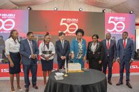 Isuzu EA Chair of the Board and MD, Rita Kavashe, leads Isuzu EA partners, customers, and key stakeholders' representatives in a cutting cake session to mark the company’s 50th anniversary milestone