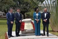 Isuzu executives unveil unveil the Isuzu EA 50th anniversary Plaque during 50th anniversary celebrations