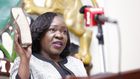 Ms. Claris Awuor Ogangah takes the oath of office during her swearing in as the new Chairperson of the Kenya National Commission on Human Rights in October 2025
