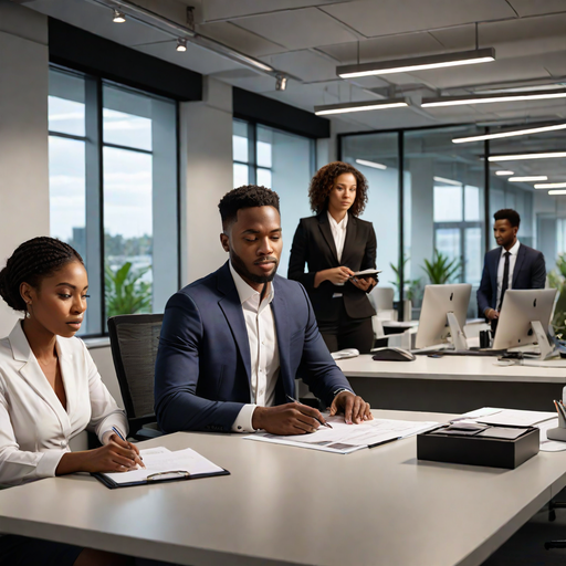 AI-generated image of a couple working in an office
