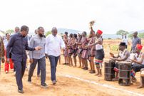 Energy CS Opiyo Wandayi, Mining CS Hassan Joho and Suna East MP Junet Mohamed during President William Ruto's tour of Taita Taveta county on December 3, 2024