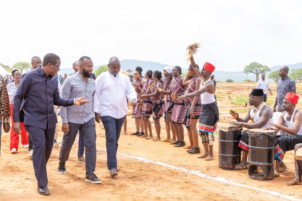 Energy CS Opiyo Wandayi, Mining CS Hassan Joho and Suna East MP Junet Mohamed during President William Ruto's tour of Taita Taveta county on December 3, 2024