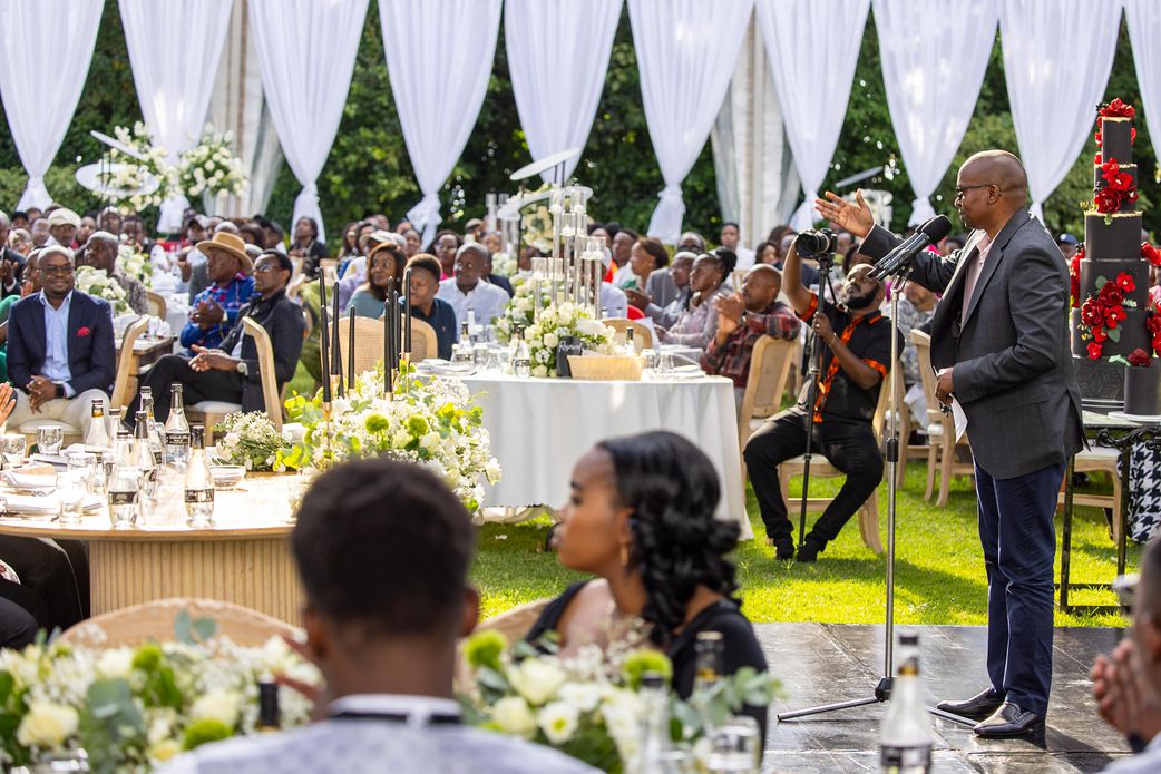 Deputy President Kithure Kindiki speaking at wedding of Tourism CS Rebecca Miano's son Peter and his bride Wambui on Saturday, January 4, 2025