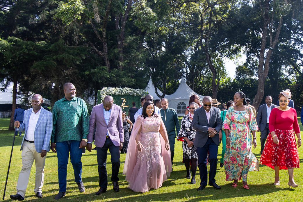 Deputy President Kithure Kindiki and other guests who graced the wedding of Tourism CS Rebecca Miano's son Peter and his bride Wambui on Saturday, January 4, 2025