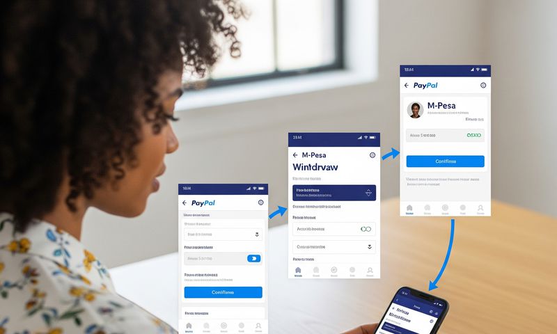 An AI-generated image of woman withdrawing money from PayPal to M-Pesa