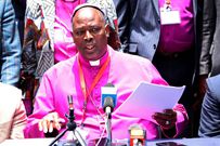 File image of Anglican Church of Kenya’s Archbishop Jackson Ole Sapit addressing journalists