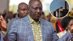 File image of president William Ruto and an architectural impression of a chapel