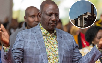 File image of president William Ruto and an architectural impression of a chapel