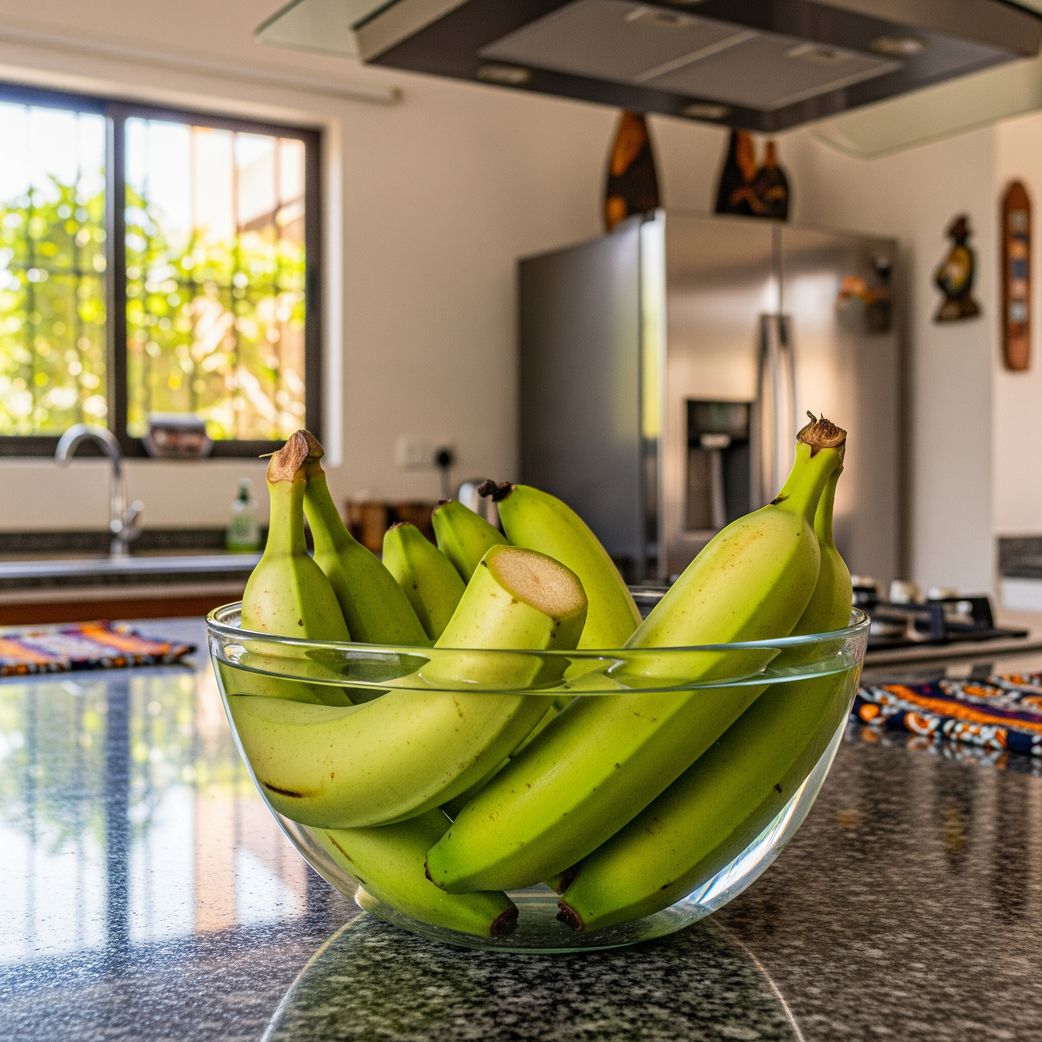Soaking bananas in water after trimming helps reduce sap