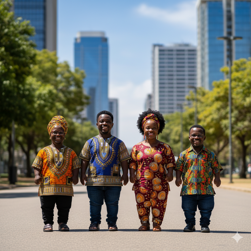 An AI-generated image of people living with dwafirsm