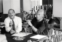 Giorgio Armani (right) and Armani Empire co-founder Sergio Galeotti