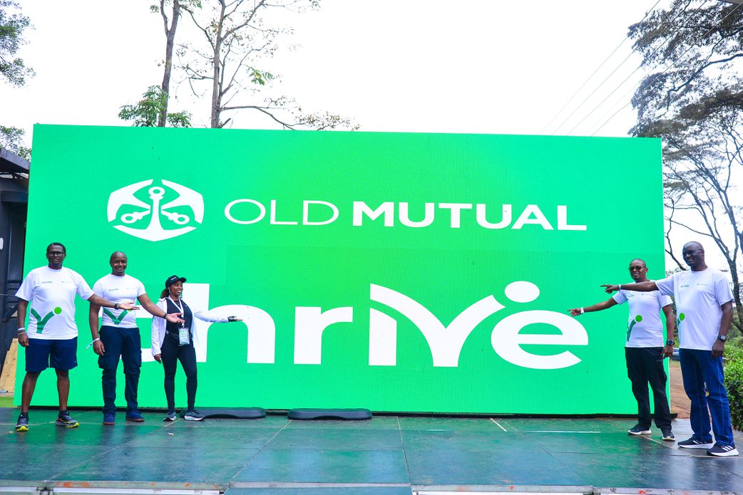 (L-R) Janet Waiyaki Digital Lead, Martin Karenju, MD Life Assurance, Andrew Mwithiga Head of Digital and Innovation, Arthur Oginga Group CEO and Julius Ouma, MD Faulu Microfinance Bank during the launch of Thrive, a holistic wellness app.