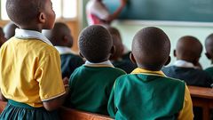 An AI-generated image of children in a classroom
